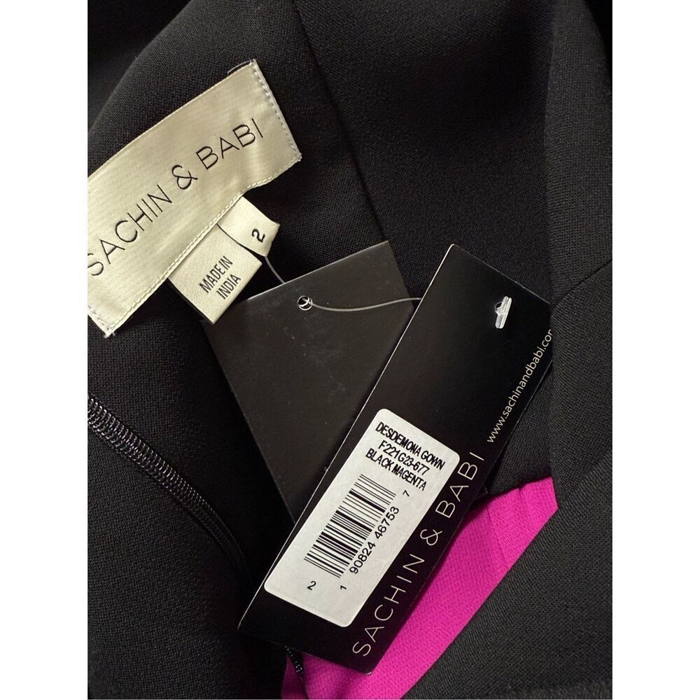 SACHIN & BABI Desdemona Crystal Gown Fuchsia Black size 2 - Picture 13 of 14